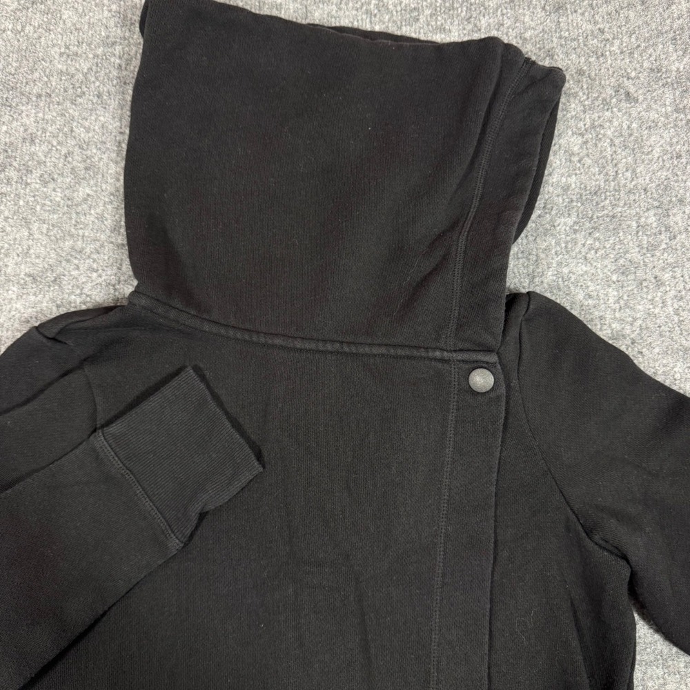 Z by Zella Wrap Hoodie Funnel Neck Snap Mens XS Black Cotton Blend EUC Hoodie